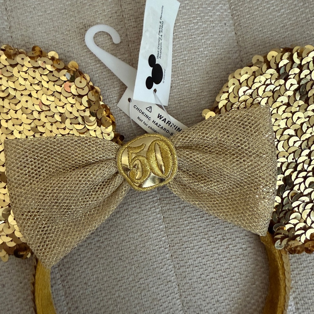 Disneyland 50th Anniversary Gold Minnie Ears NWT - Picture 2 of 6